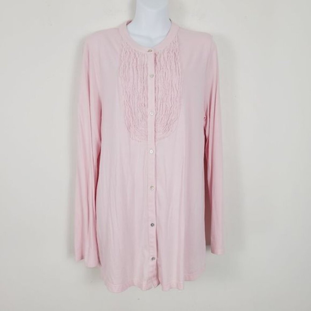 J.Jill Ballet Pink Chiffon Bib Knit Shirt Size Large